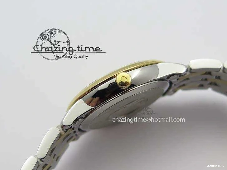 0503 OnTrend De Ville 27mm SS YG Ladies MK 1:1 Best Edition White MOP Dial Diamond Markers On SS Bracelet Ronda Quartz 8187